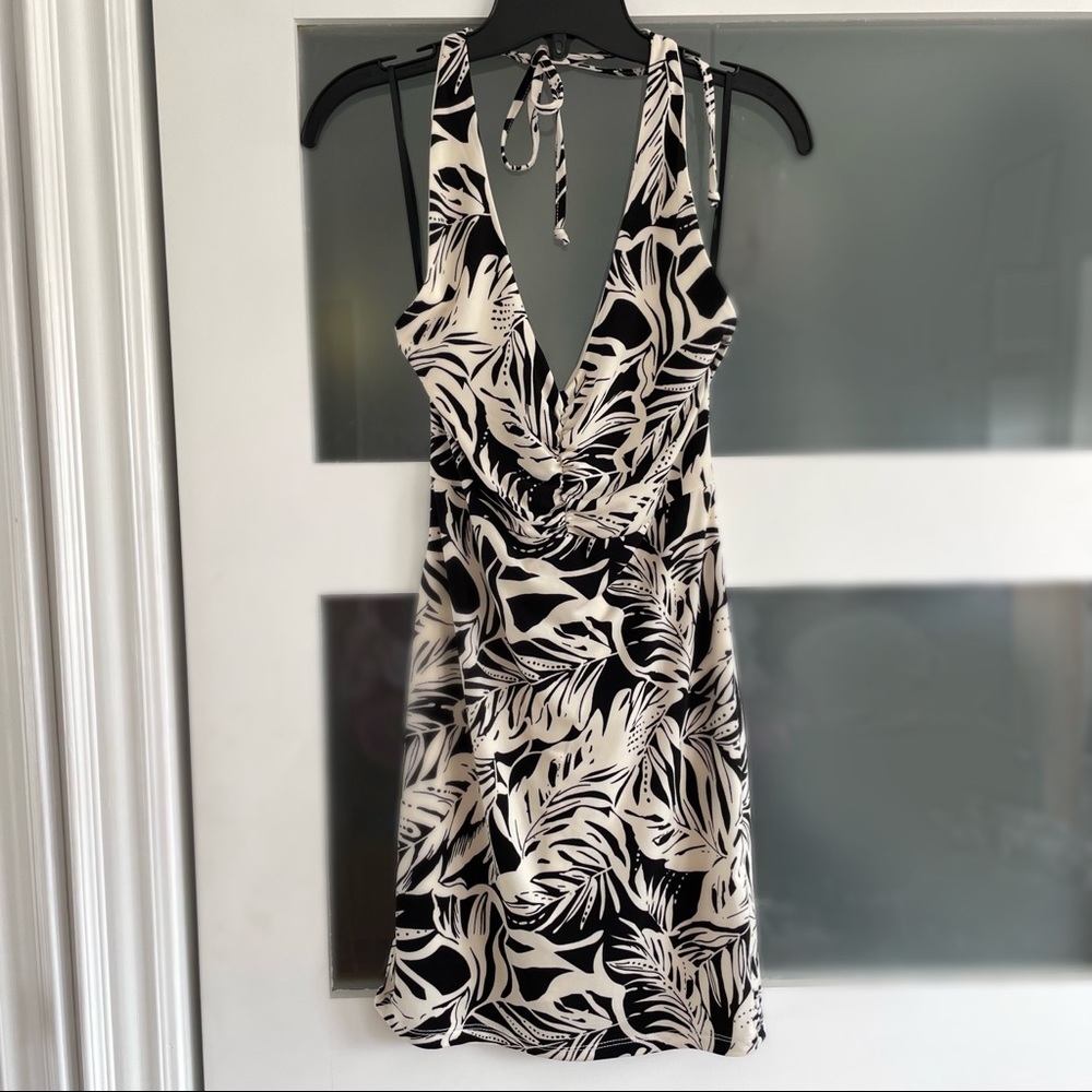 Black and White Halter Mini Dress